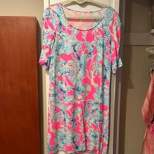 Lilly Pulitzer Pink and Blue Midi Dress